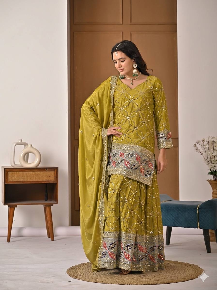 The Sovereign Chartreuse Mirror-Craft Gharara